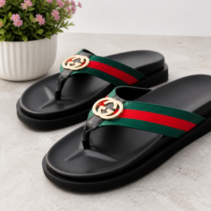 Topmost Crafts Signature Stripe Thong Slide (Gold Emblem Edition)