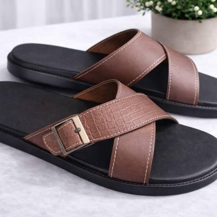 Topmost Crafts Executive Cross-Strap Slide Sandals